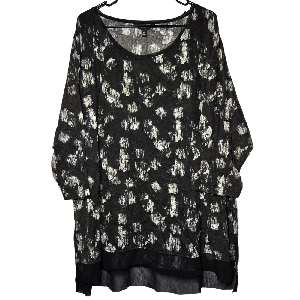 Simply Vera Vera Wang Women Crinkle Tunic Top Plus 3X Light Abstract Dark Casual
